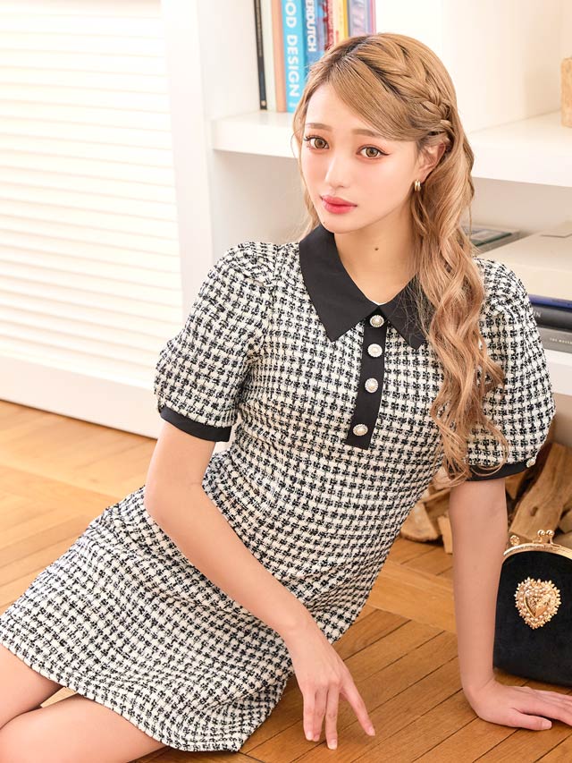 Aラインチュチュスカートパフスリーブドレス