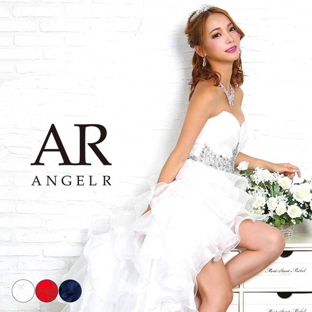 [AngelR]ハートカットギャザーティアードフリルテールカットロングドレス[AR8336]