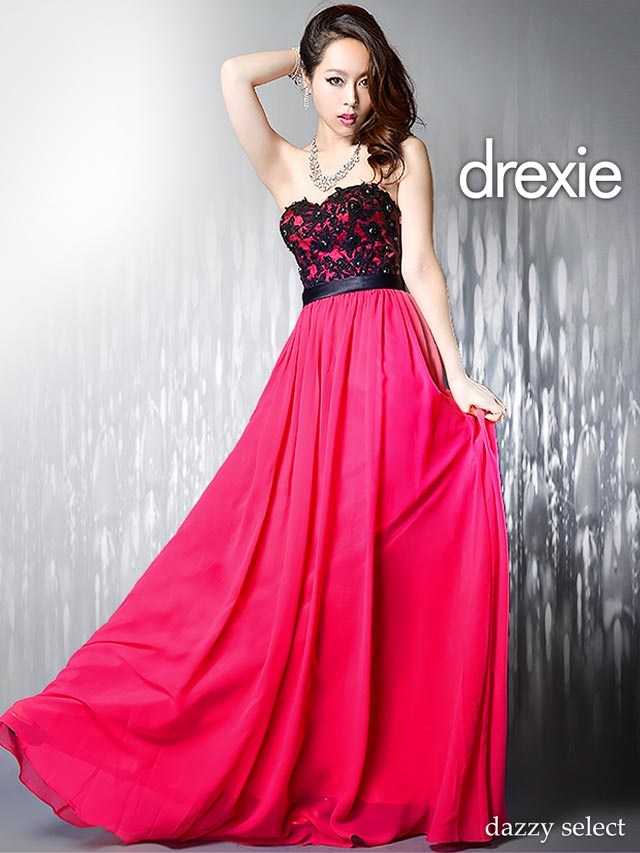 drexie]刺繍レースAラインベアロングドレスの通販はdazzystore
