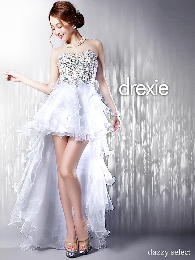 drexie]バック編み上げティアードフリルテールカットインナーミニロングドレスの通販はdazzystore(デイジーストア) (au73006)