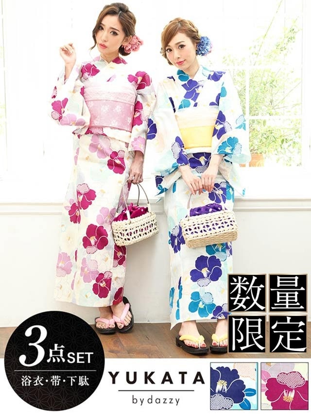 ツバキ模様浴衣3点セット[YUKATA by dazzy]の通販はdazzystore