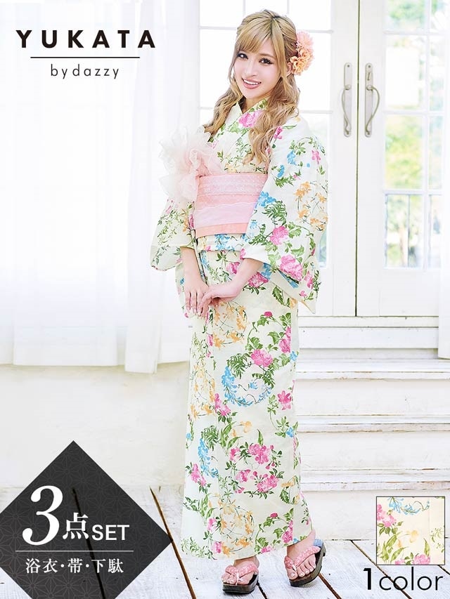 花冠柄浴衣3点セット[2018年新作/YUKATA by dazzy]の通販はdazzystore