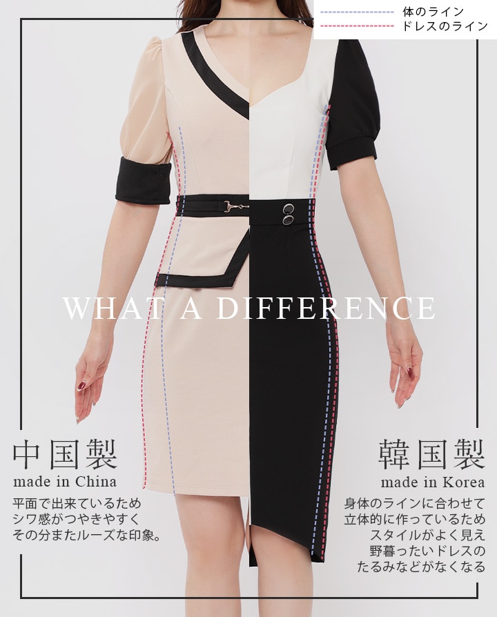 韓国ドレス パーティードレス キャバドレス 美シルエット トレンド コリアンドレス change clothes チェンジクローズ