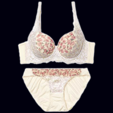 ロージーフルールレース育乳脇高ブラジャー&フルバックショーツ[推し][人気]