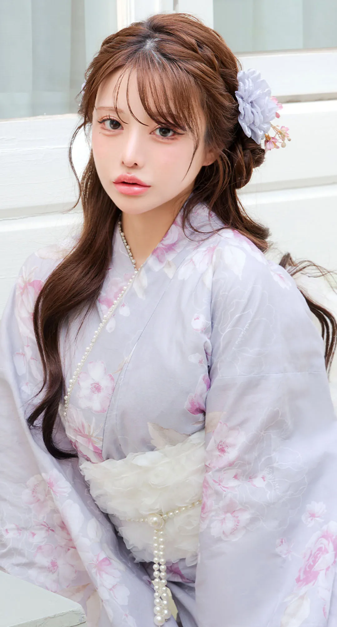[2点SET]淡紫色水彩ローズ柄浴衣【2026年新作/YUKATA by dazzy】