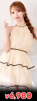 [桜井みづき着用]ブラウンチェック×アメスリ♪センタージップとプリーツで魅せるAラインミニ丈キャバドレス[Petit Madeleine プティマドレーヌ]