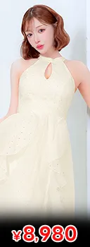 [桜井みづき着用]ブラウンチェック×アメスリ♪センタージップとプリーツで魅せるAラインミニ丈キャバドレス[Petit Madeleine プティマドレーヌ]