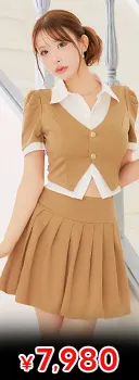 チェック柄で一足早く秋を先取り♪深めのカシュクールVネックから覗く美バストで魅了するAラインミニ丈キャバドレス