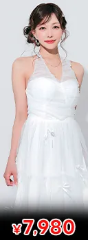 [桜井みづき着用]シフォンチュール×散りばめリボン♪主役オーラ纏うティアードAラインロング丈キャバドレス[Petit Madeleine プティマドレーヌ]