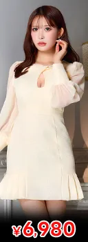 ベロア×胸元ビジュー♪ウエストカットの透け感とくびれでスタイル惹きつけるタイトミニ丈キャバドレス[XS~M/3サイズ展開]