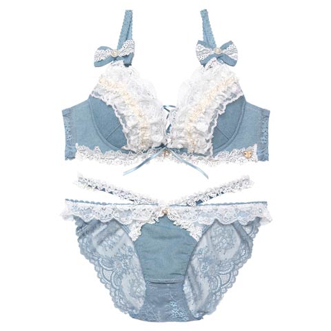 明日花キララプロデュース/WhipBunny】Lacy Tiered Denim Bra&Shorts