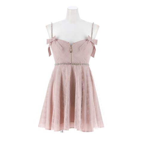わずか日で完売！えちあまチェックリボン×輝くビジュー胸元ジップA