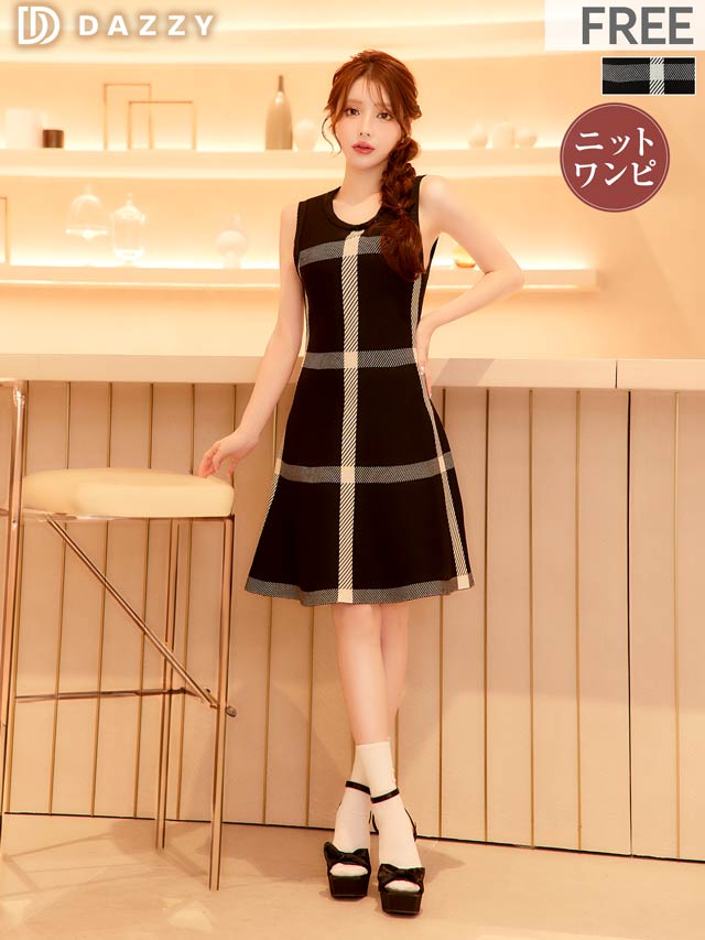 Aラインニットワンピ