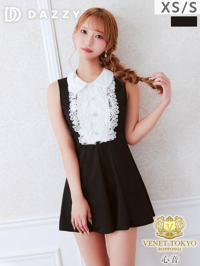8/21新作![桜井みづき着用]ブラウンチェック×アメスリ♪センタージップとプリーツで魅せるAラインミニ丈キャバドレス[Petit Madeleine プティマドレーヌ]