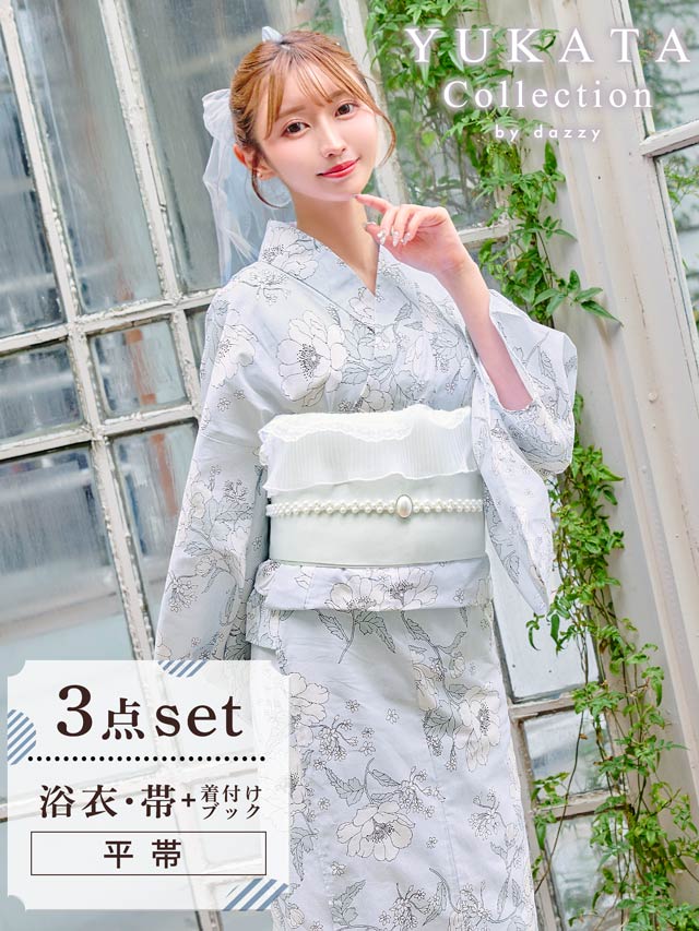 2点SET]パステル線画アネモネ柄浴衣【YUKATA by dazzy 2025】の