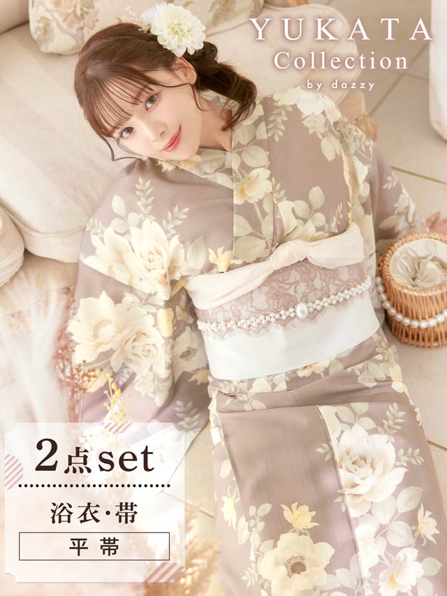 明日花キララ着用[2点SET]ぼかし椿柄浴衣【2023年新作/YUKATA by dazzy