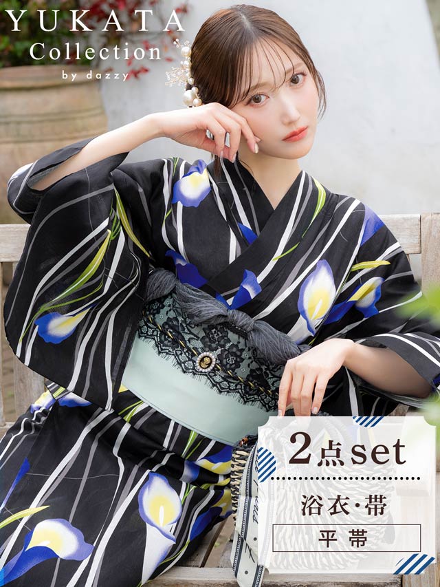 明日花キララ着用[2点SET]ぼかし椿柄浴衣【2023年新作/YUKATA by dazzy