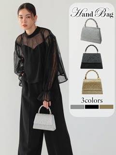 10/9再販![2way]ラインストーンツイストハンドルパーティーバッグ