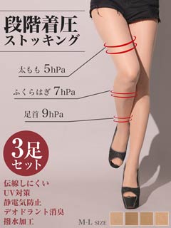 【ATSUGI STOCKING】アツギストッキング 引きしめて美しく。 3足組 ストッキング
