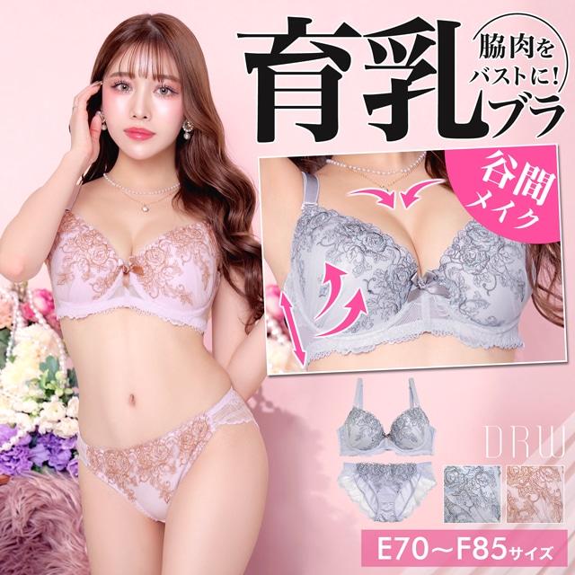 EFサイズ】クラシカルローズレース育乳脇高ブラジャー&フルバック