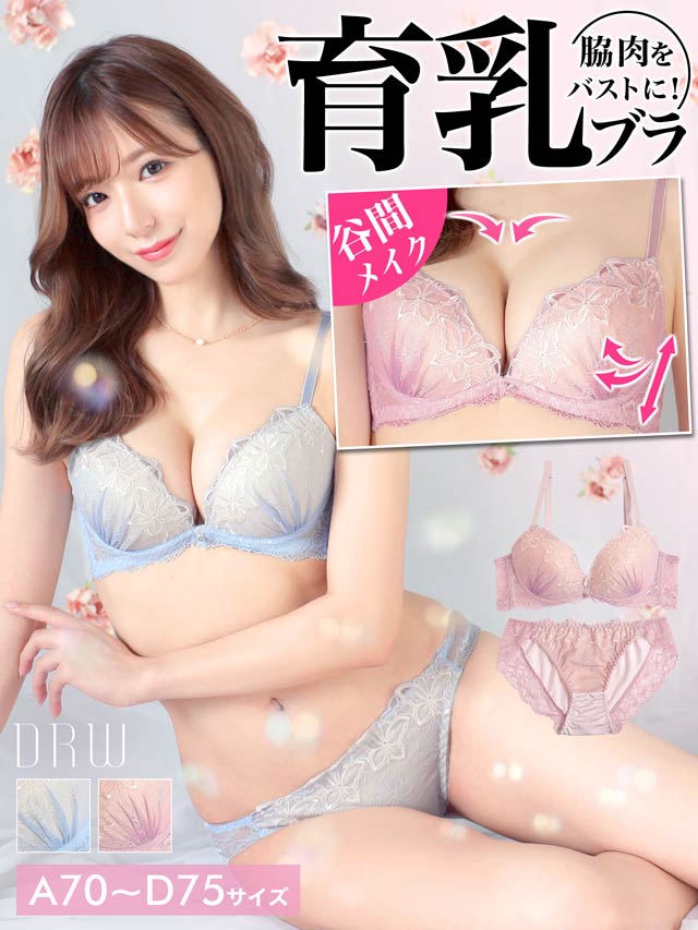 レーシィバタフライ育乳脇高ブラジャー&フルバックショーツの