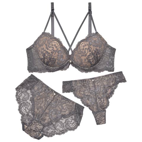 3点セット】ヌーディクロスレースブラジャー&バック透けフルバック&T