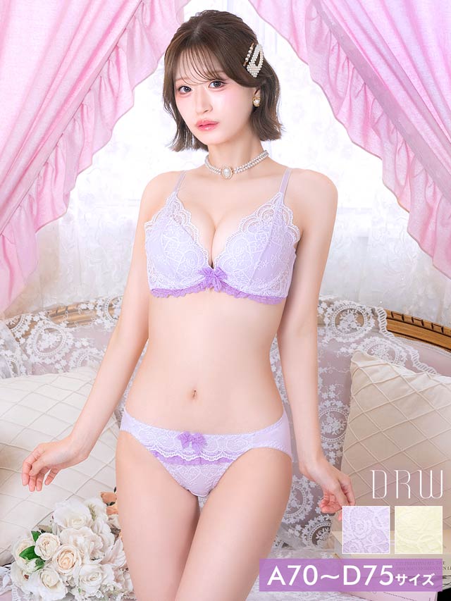 7/6新作!ドーリーサテンレースブラジャー&フルバックショーツ[推し][人気]