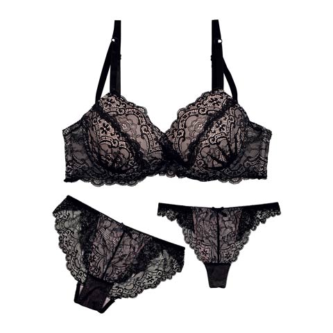 三上悠亜着用】【3点セット】ヌーディ総レースブラジャー＆バック透け