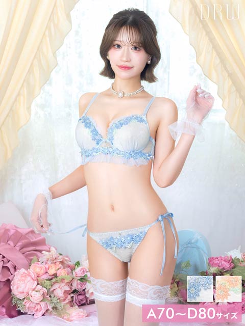 9/12再販!エレガントスカラップレースブラジャー&フルバックショーツ