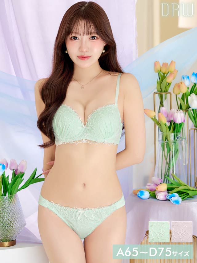 チャーミングブルームブラジャー&フルバックショーツ[推し][人気]