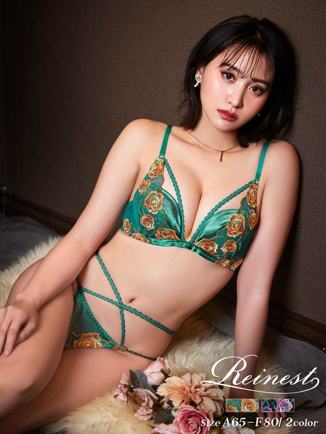 Reinest】クラシカルグラデーションローズブラジャー&バック透けフル
