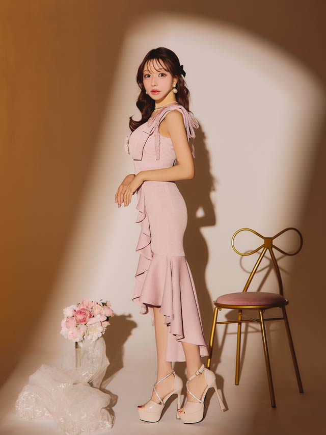 桜井みづき着用]フィッシュテールが上品エレガントマーメイド膝丈
