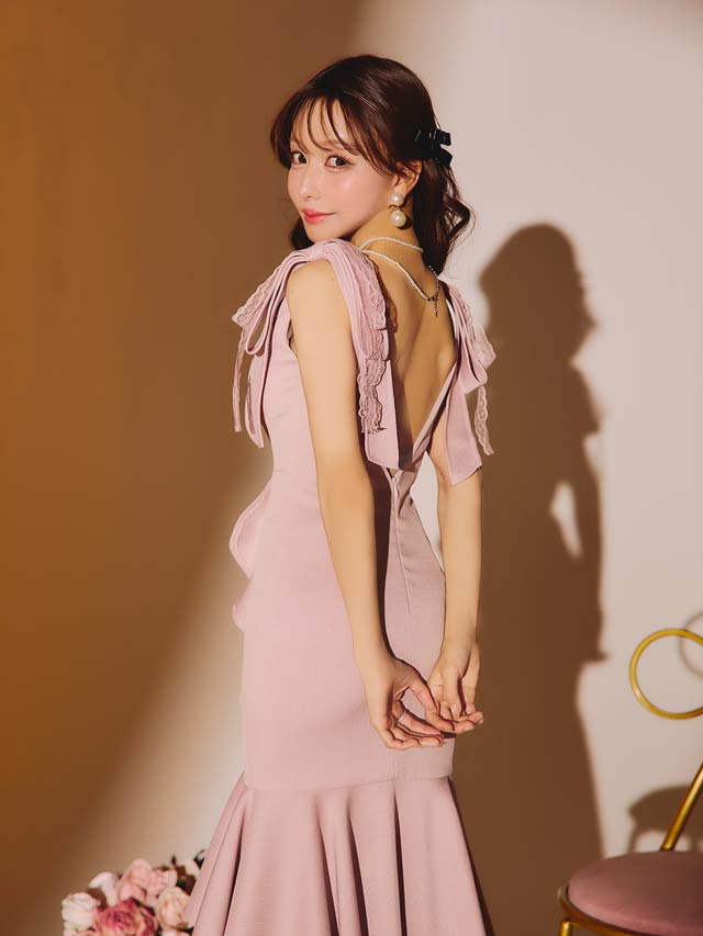 桜井みづき着用]フィッシュテールが上品エレガントマーメイド膝丈
