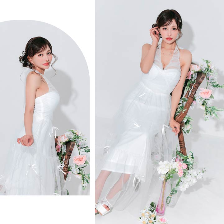 [桜井みづき着用]フィッシュテールが上品エレガントマーメイド膝丈キャバドレス[Petit Madeleine プティマドレーヌ][0～3サイズ展開]