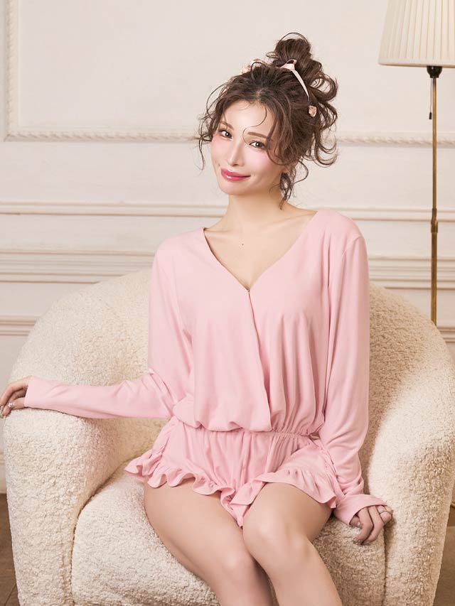 3/24新作!Belle Drape Rompers　ベルドレープロンパース/PINK