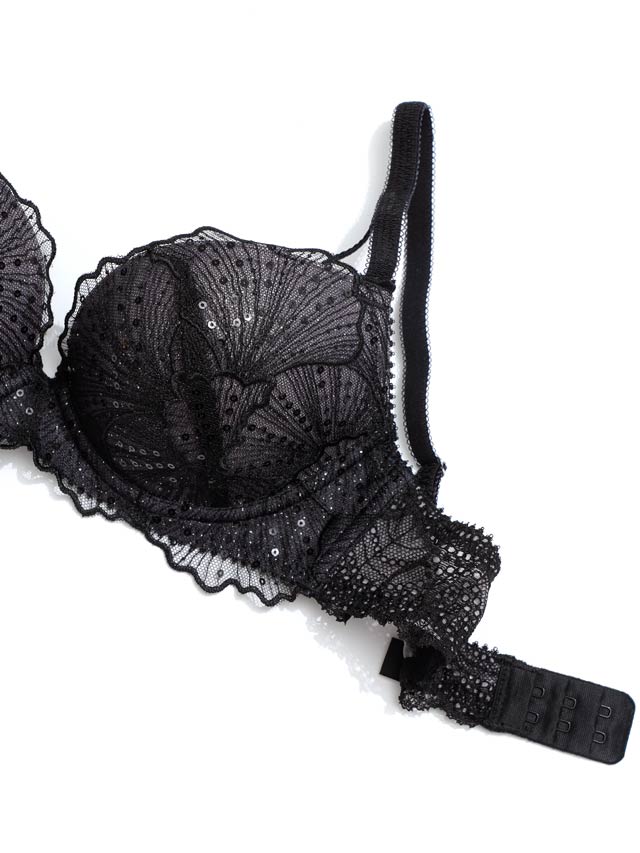 Mivera & ルミナスシェルラインブラック ブラジャー E65 tバック M
