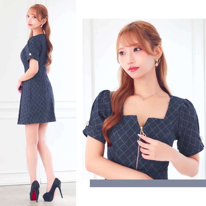 8/21新作!ドレープフリル×大胆スリット♪美脚魅せタイトロング丈キャバドレス[SML/3サイズ展開]