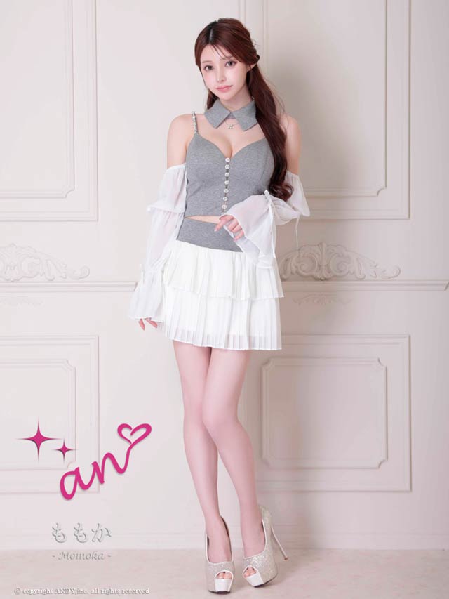 2/12再入荷!【ポイント20倍】[an]襟付きフロントビジュー2wayチュール