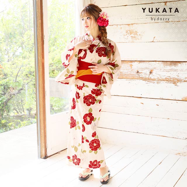 3点SET]レトロ椿柄浴衣【2019年新作/YUKATA by dazzy】の通販は
