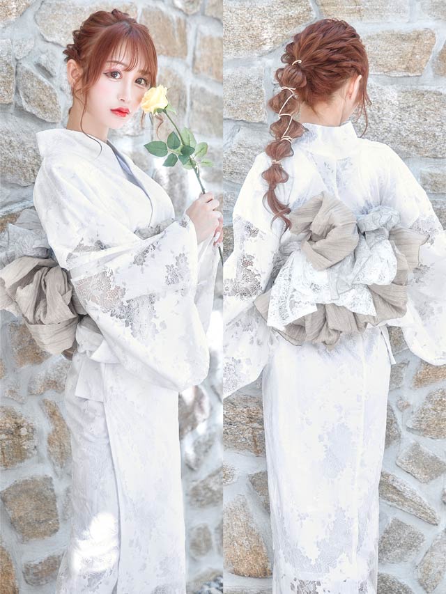 2点SET]dazzyオリジナル配色透かしレース浴衣【YUKATA by dazzy 2025
