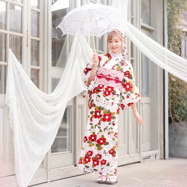 明日花キララ着用[2点SET] ビビッドカメリアガーデン浴衣 【YUKATA by