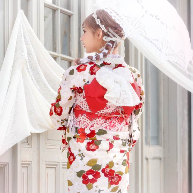 明日花キララ着用[2点SET] ビビッドカメリアガーデン浴衣 【YUKATA by