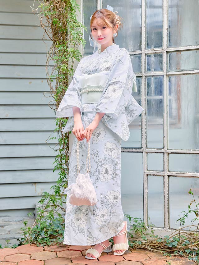 デイジーストアー浴衣2点セット 2点SET]パステル線画アネモネ柄浴衣【YUKATA by dazzy 2026】の通販は