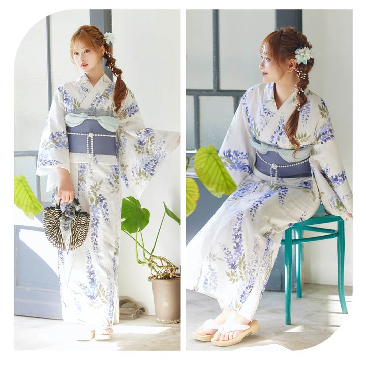 2点SET]白地×青藤柄柄浴衣【YUKATA by dazzy 2025】の通販は