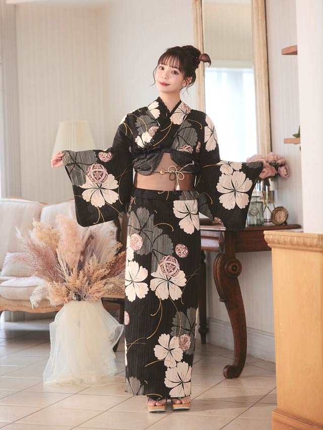 2点SET]黒撫子×手鞠柄浴衣【YUKATA by dazzy 2026】[セパレート浴衣]の