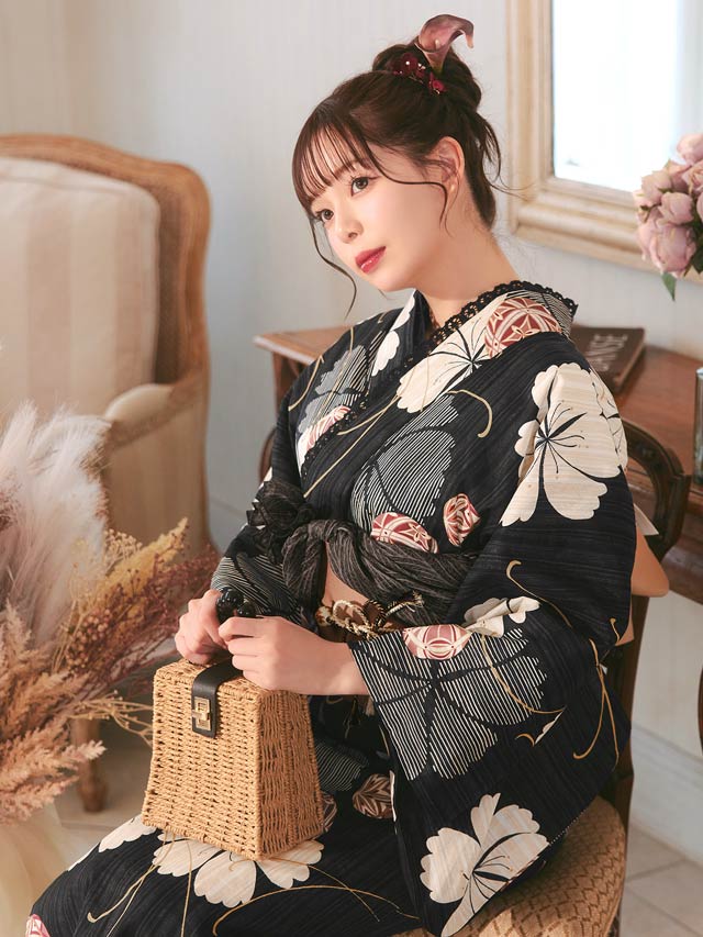 2点SET]黒撫子×手鞠柄浴衣【YUKATA by dazzy 2026】[セパレート浴衣]の