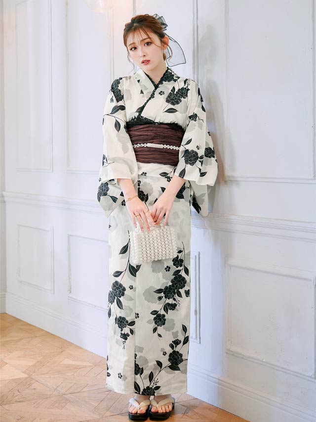 セパレート浴衣] モノトーン牡丹柄浴衣[4点SET]【YUKATA by dazzy 2026