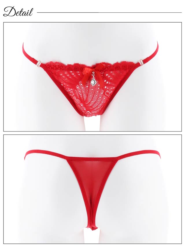 3点セット】SEXY総レースフリルバック透けTバックショーツ＆ガーター