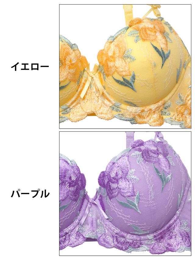 3点セット】エレガント大輪花柄刺繍ブラジャー&フルバック&Tバック