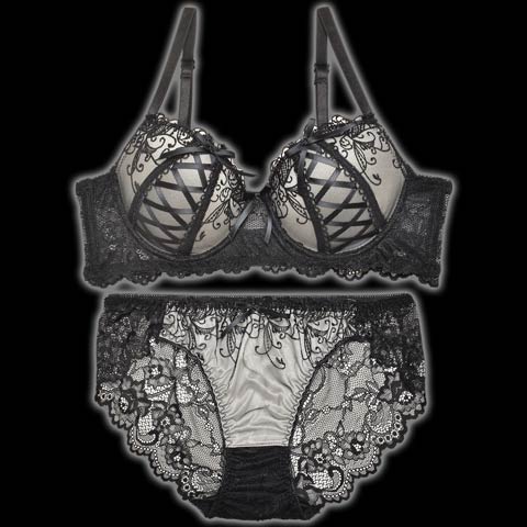 センシュアルネオンリングコード育乳脇高ブラジャー&バック透けフルバックショーツ